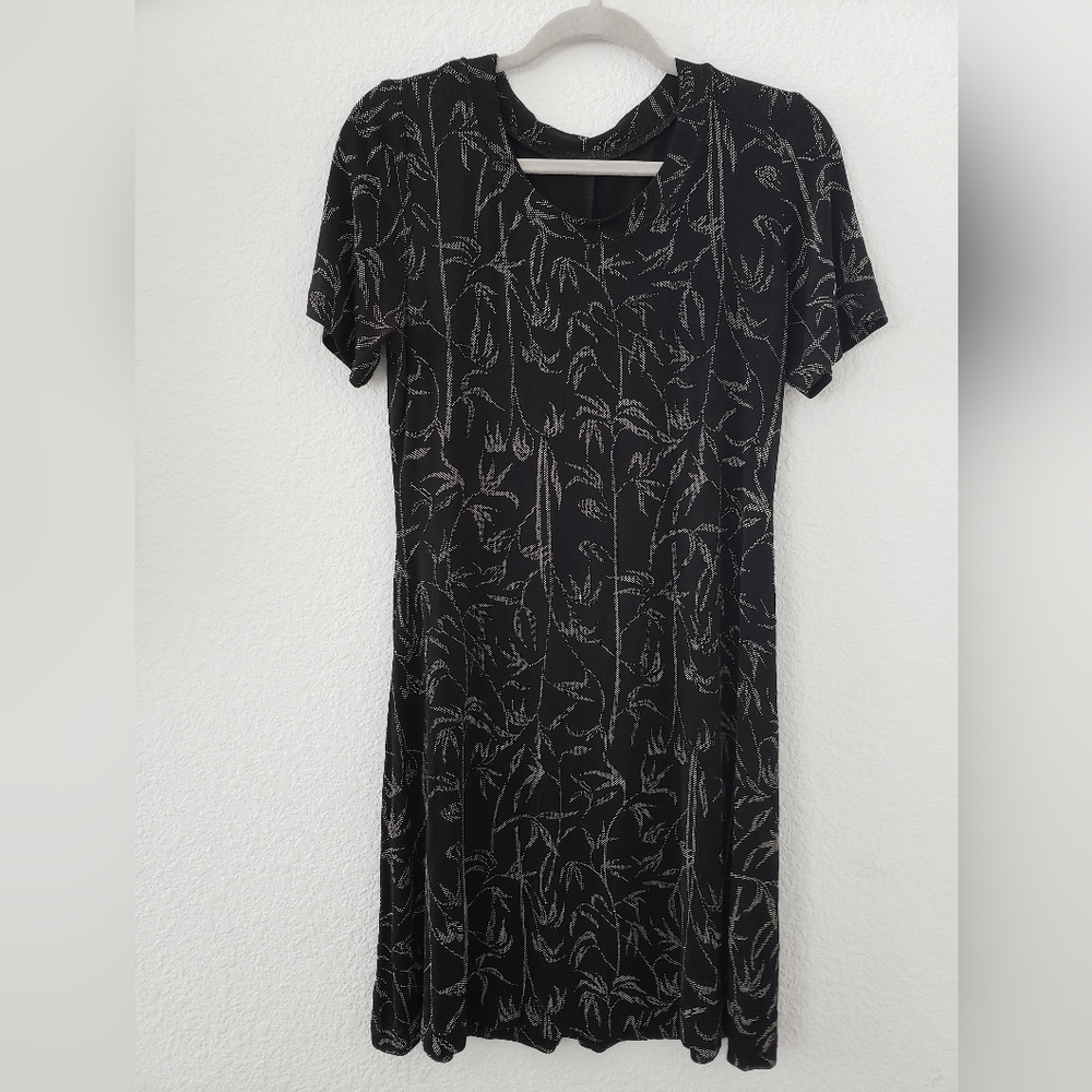 Vintage Minimal Tropical Print Swing Mini Dress